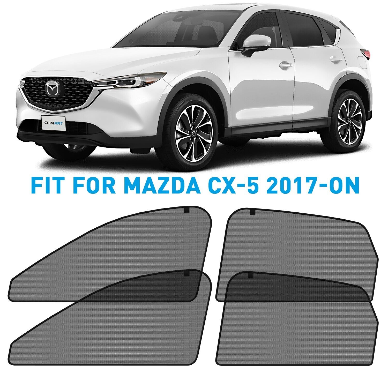 CLIM ART Magnetic Car Window Sunshade for Mazda CX-5 2017-2024, 4 Pc. Set,  Side Glass Covers and Screen, Block Sun Rays Curtains, Window Shield Sun  Shade for Baby in Cars, Camping accessories 